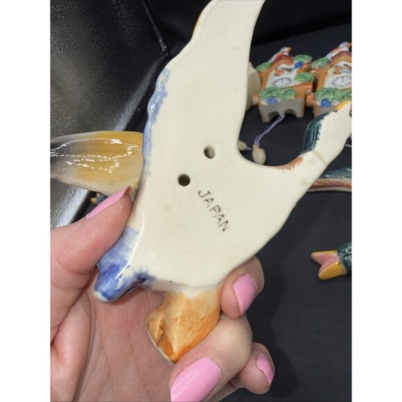 7 Piece vintage ceramic flying mallard duck wall pockets. Made In Japan - Picture 7 of 12